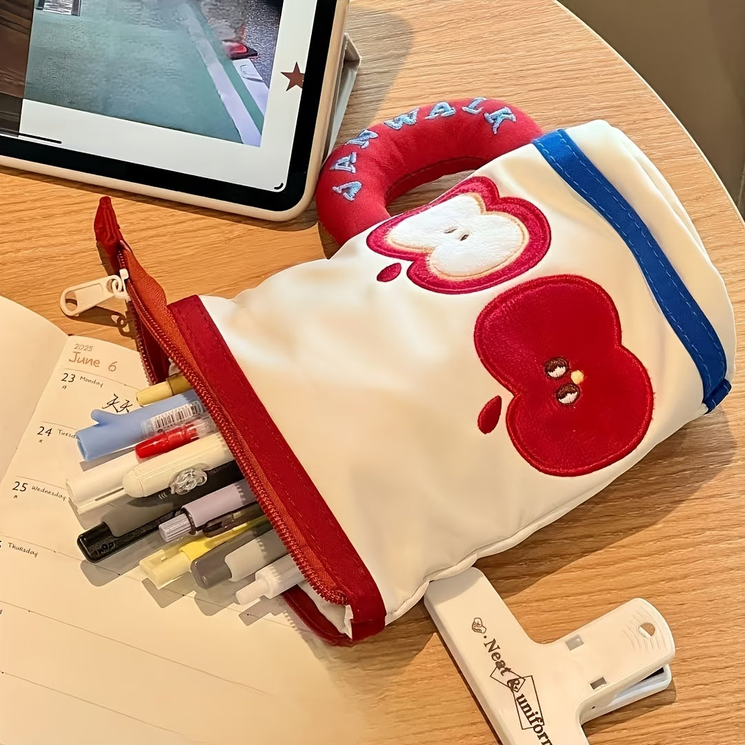 Creative Apple-Shaped Large Capacity Pencil Case, Cute Cup Pen Holder