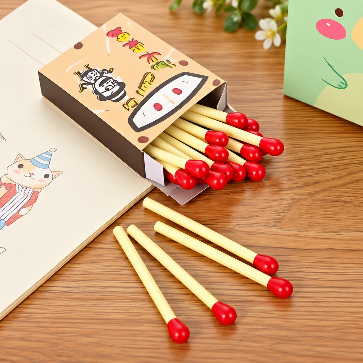 Matchstick-Shaped Ballpoint Pen, Blue Ink Mini Pocket Pen - 1 Pen