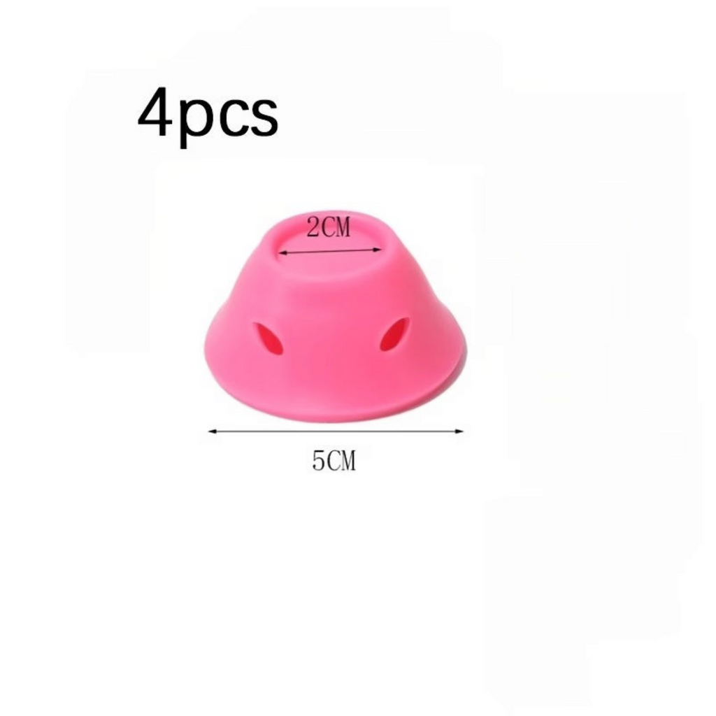 Elite Stationery House 4pcs pink soft silicone no-heat hair curlers for creating voluminous waves at home