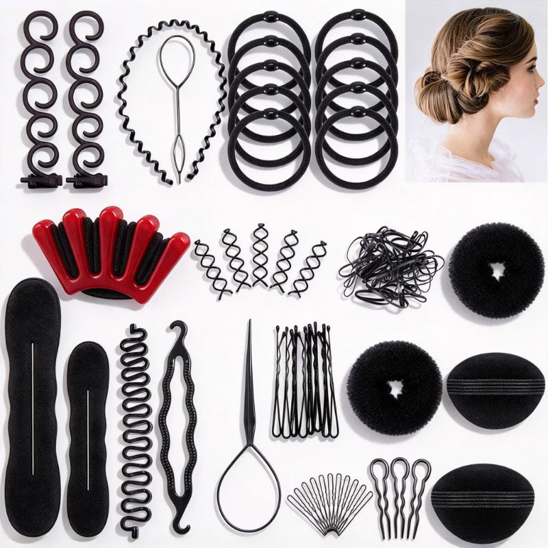 53 pcs Set, Hairdressing Tool Set, Multifunctional Braided Hair Accessory Box