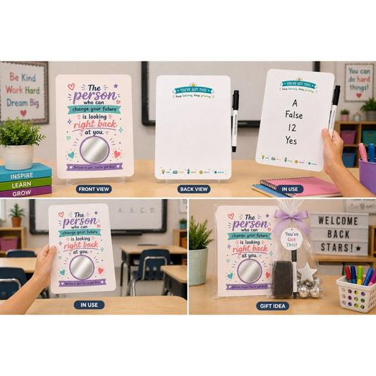 Mirror Motivation Dry-Erase Response Board | Laminated Student Gift | Pack of 15