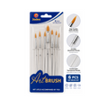 Elite Stationery House set of 6 Jades round art brushes with nylon bristles and transparent handles in packaging