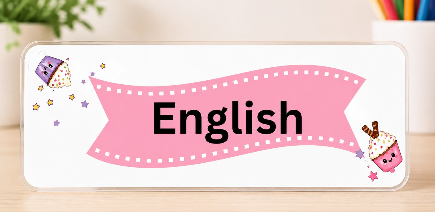Sweet Cupcake Subject Labels – Set of 6