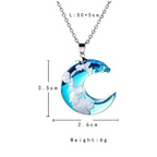 Opal Crystal Pendant Necklace Casual Necklace for Women- Silver