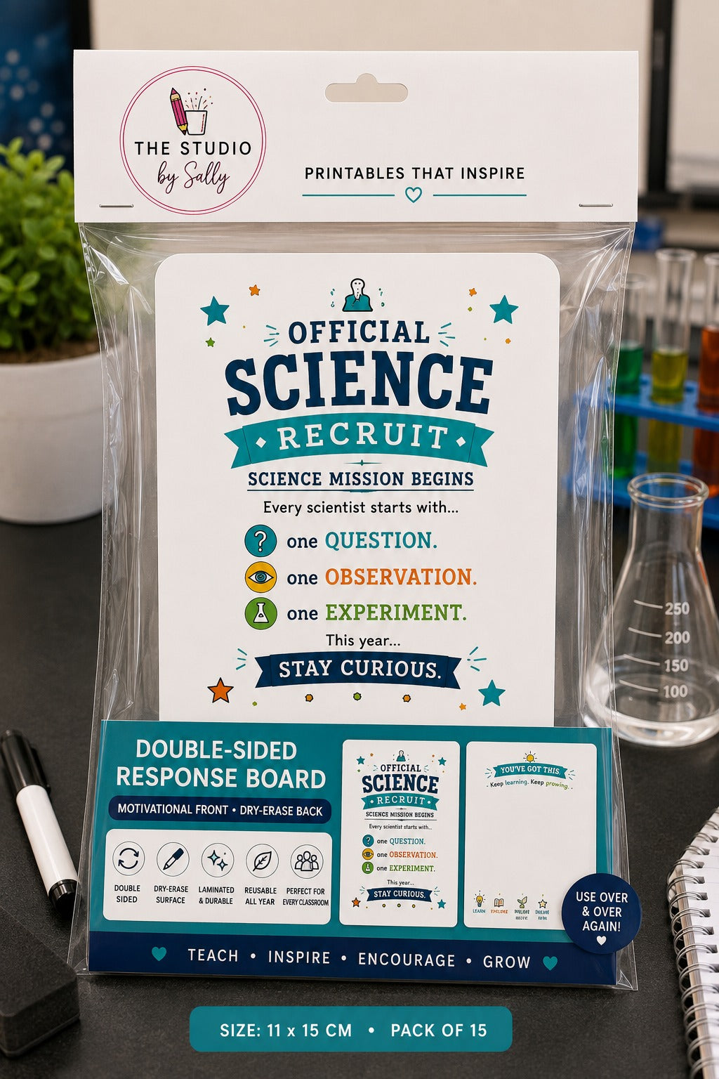 Official Science Recruit Dry-Erase Response Board | Laminated Student Gift | Pack of 15
