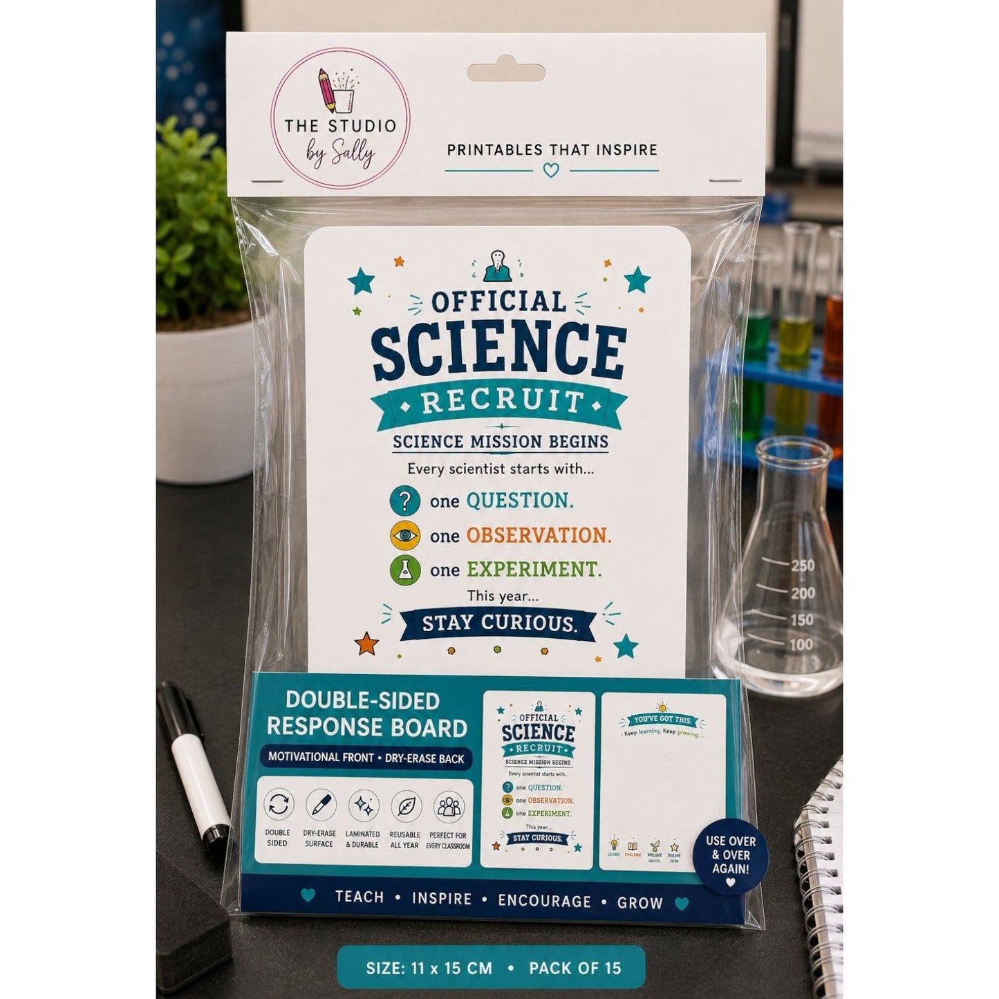 Official Science Recruit Dry-Erase Response Board | Laminated Student Gift | Pack of 15