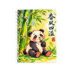 Elite Stationery House A5 spiral notebook featuring a cute panda eating bamboo leaves in a vibrant watercolor style
