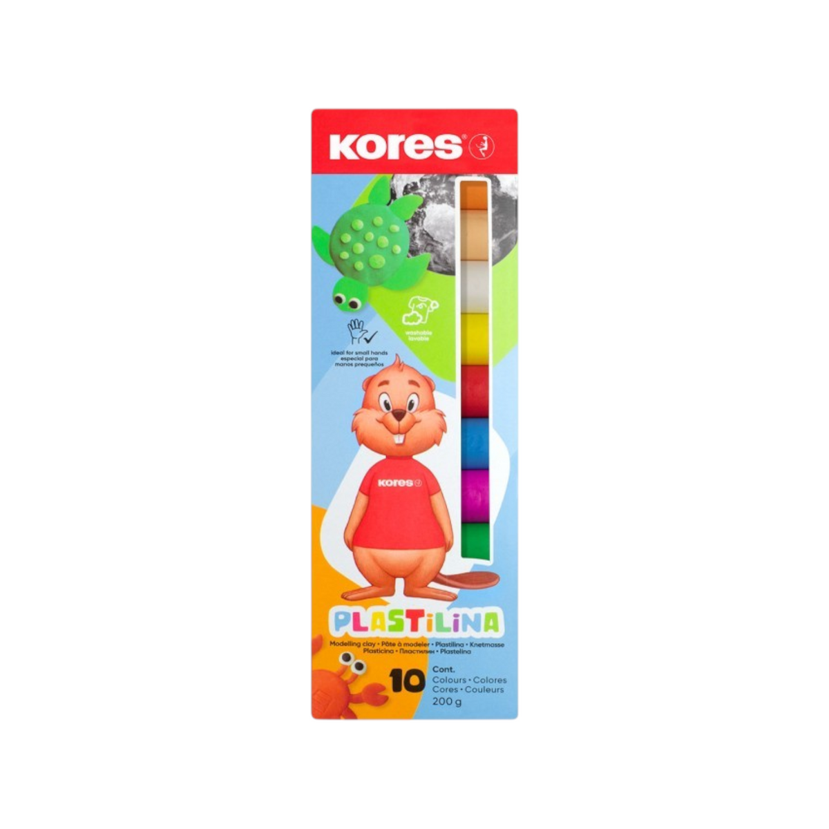 Elite Stationery House Kores Plastilina modelling clay set with 10 bright washable colors for kids