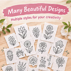 30pcs DIY Embroidery Stickers, Water-Soluble Floral & Botanical Transfer Designs