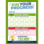 Elite Stationery House Pin Your Progress classroom behavior tracking card with green and red pin spaces for students