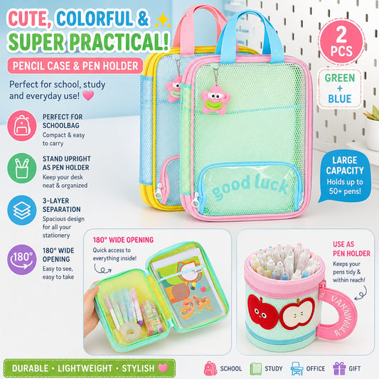 Dopamine Color Block Tutoring Bag, 3-Layer Large Capacity - 1 Pc.
