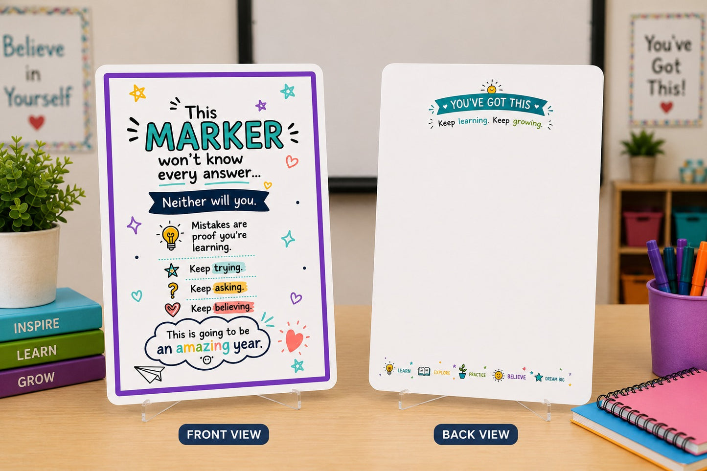 Marker Motivation Dry-Erase Response Board | Laminated Student Gift | Pack of 15- 3