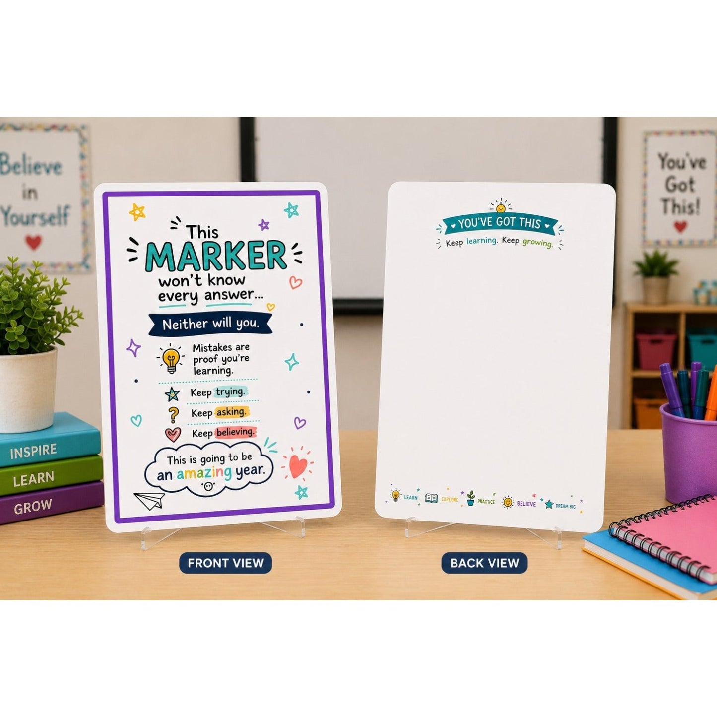 Marker Motivation Dry-Erase Response Board | Laminated Student Gift | Pack of 15 - 3