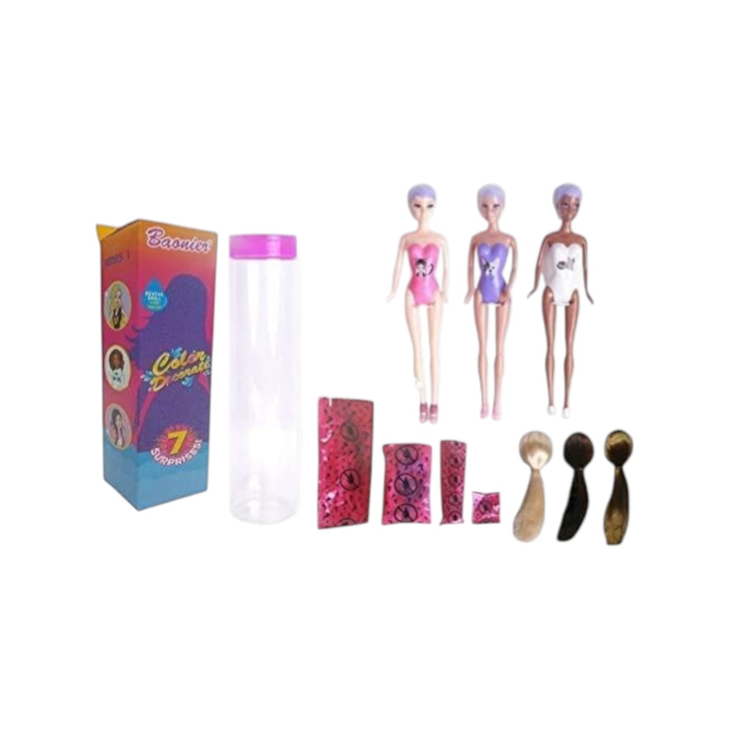Color Reveal Doll with 7 Surprises 4 Mystery Bags