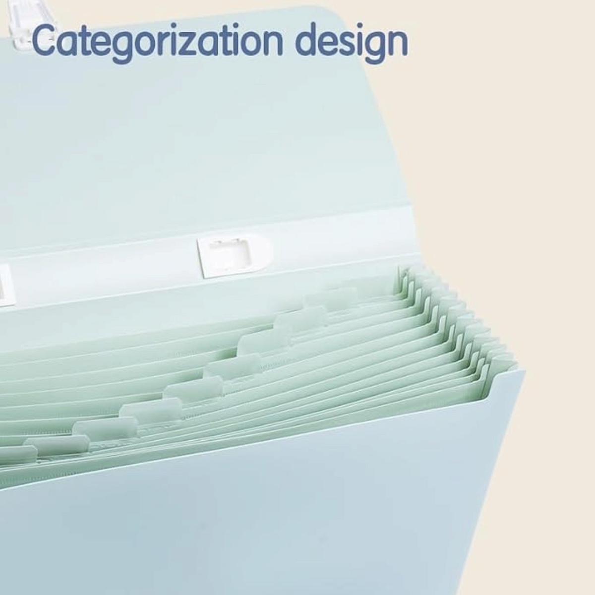 Elite Stationery House light green Deli expanding file folder with multiple dividers for document organization