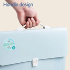 Elite Stationery House light blue Deli expanding file folder with a convenient carrying handle for document storage