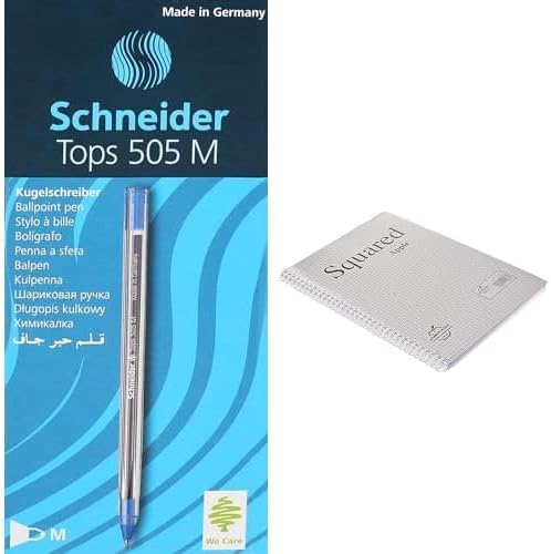 Schneider Stationery Bundle: Tops Ballpoint Pens Blue 3-Pack +Notebook