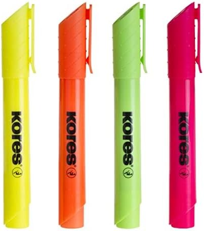 Set of 4 Colors  Highlighter set Chisel tip + Indicator Kores