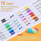 12 Pcs Acrylic Paint Markers Set Non-Toxic, Water-Based Ink
