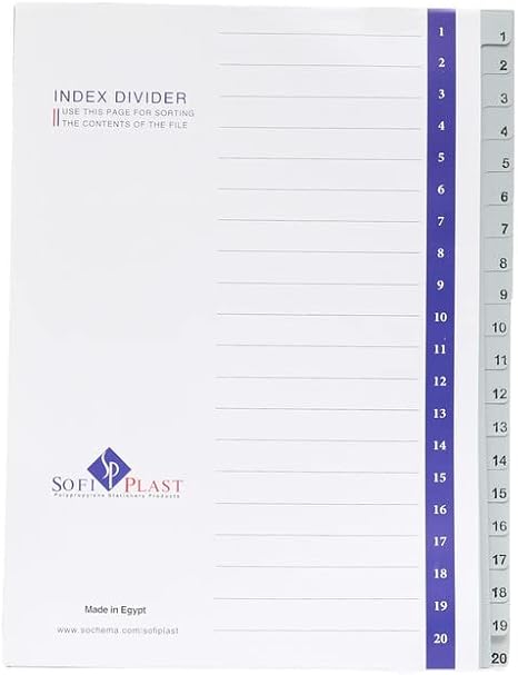 Sofi Plast Index Dividers - 12 Tabs