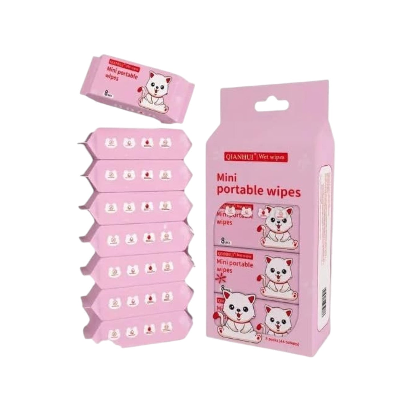Mini Disposable Baby Wipes, 8 Pack, Mini Wipes for Hand, Face, and Home 8 Per Pack