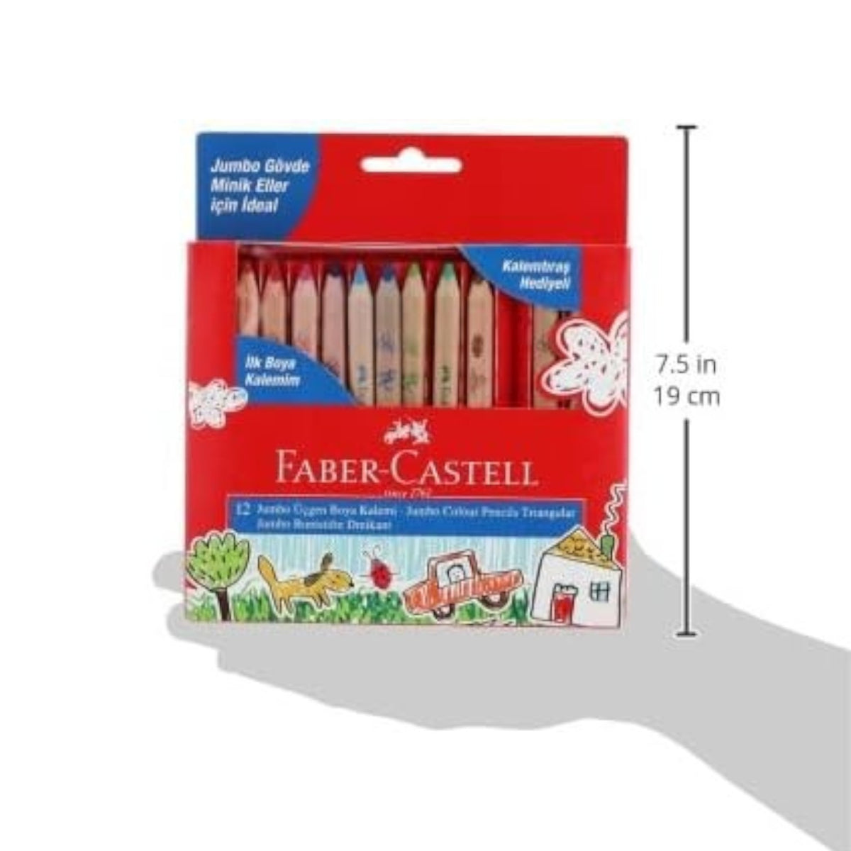 Faber-Castell My First Crayons Jumbo Short Wood Color Pencil Set 12-Pieces