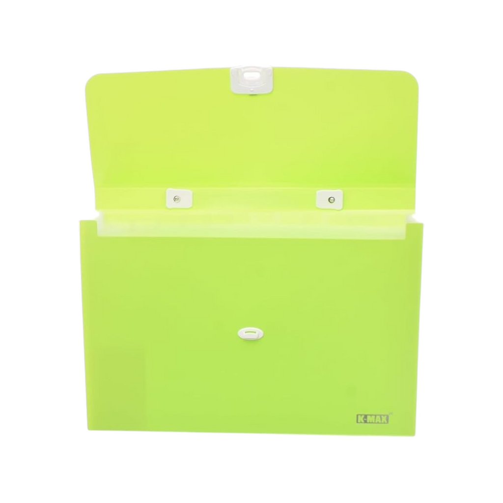 Elite Stationery House emerald green 13-pocket expanding accordion file folder with a secure handle and locking clasp