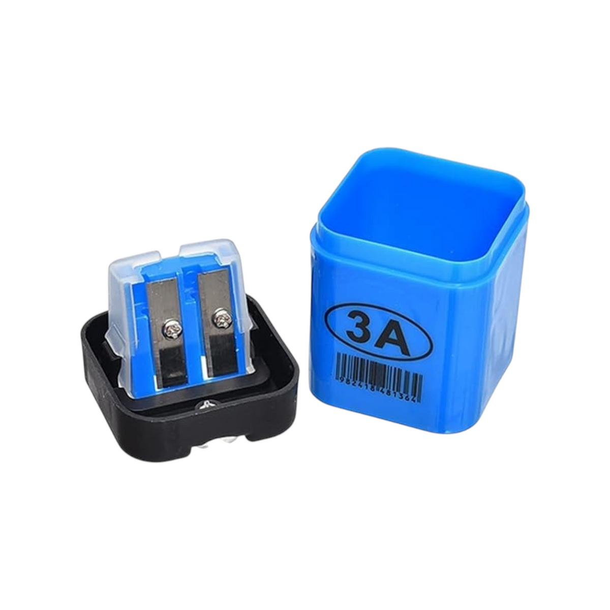 Elite Stationery House double pencil sharpener with a blue square storage box for graphite and cosmetic pencils.