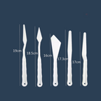 Elite Stationery House 6-piece plastic palette knife set in white for oil painting and color mixing