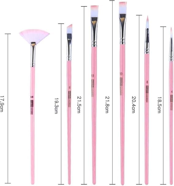 Paint Brush Set - Set of 6 Piece, Multi-Shape Brushes