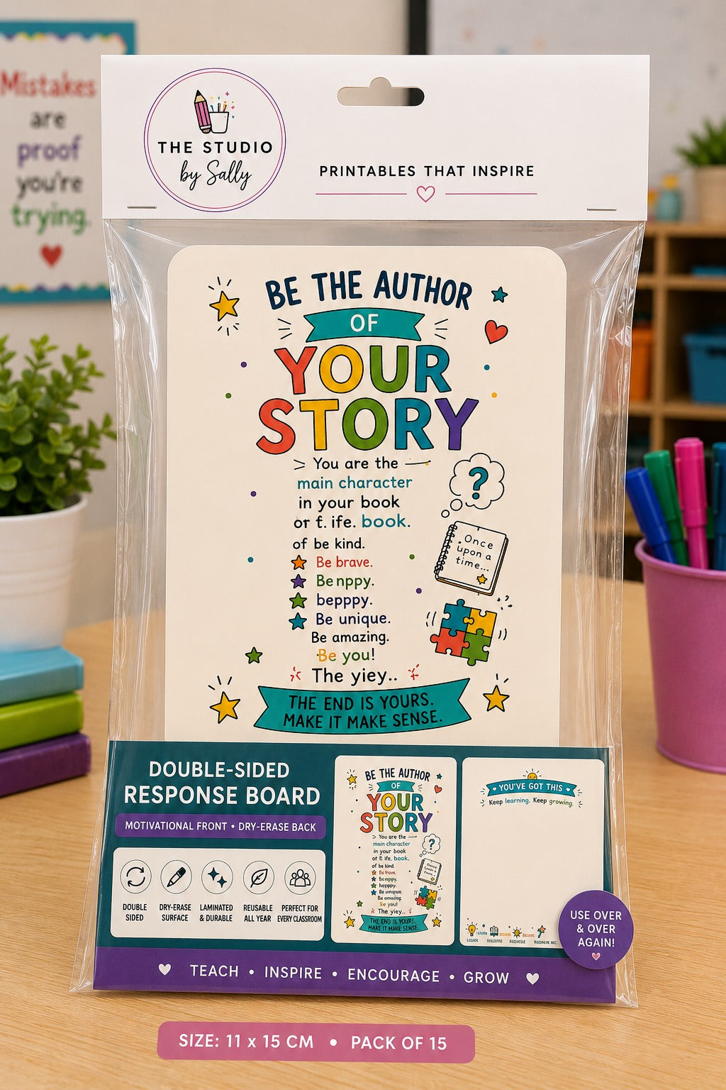 Be the Author of Your Story Dry-Erase Response Board | Laminated Student Gift | Pack of 15