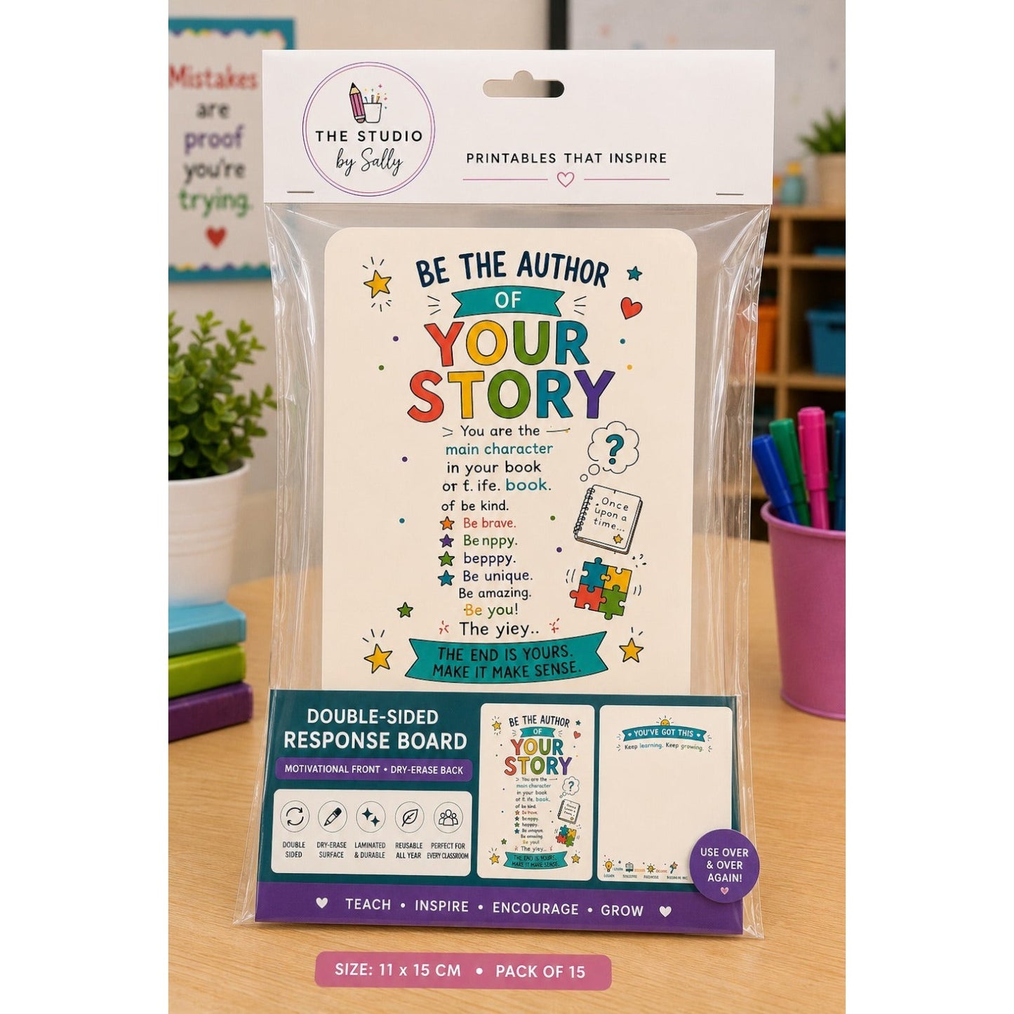 Be the Author of Your Story Dry-Erase Response Board | Laminated Student Gift | Pack of 15