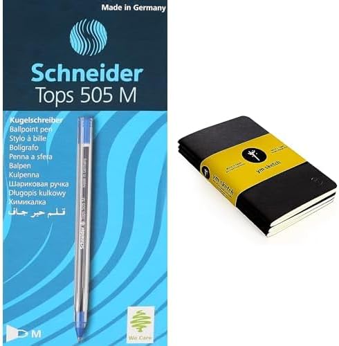 Schneider Stationery Bundle: Tops Ballpoint Pens Blue 3-Pack +Notebook