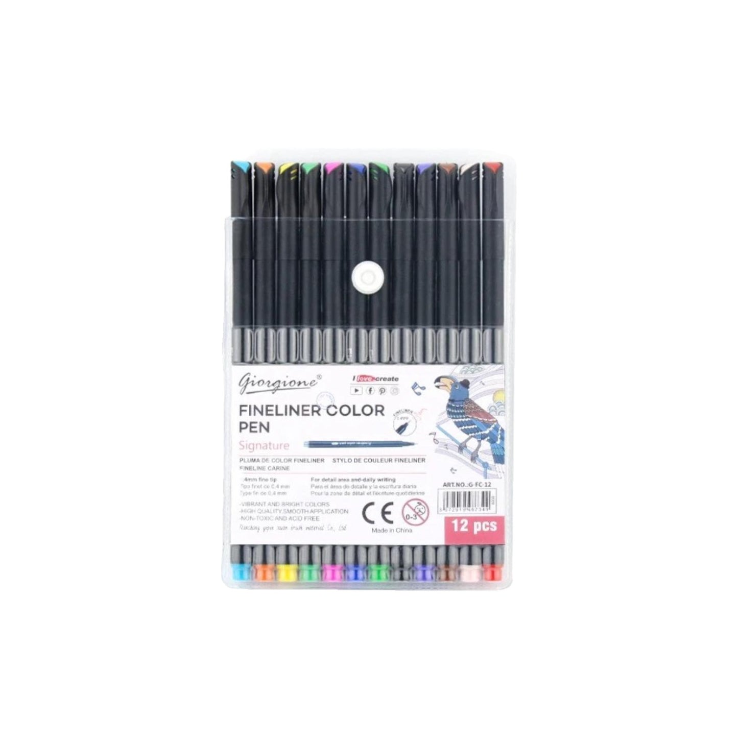 Giorgione Fineliner Pens  Set 0.4mm 12