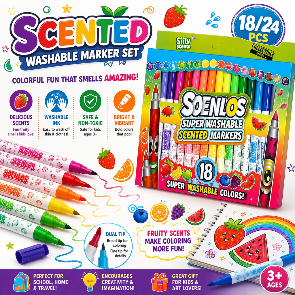 Color Washable Marker Set Scented 18/24 Pcs