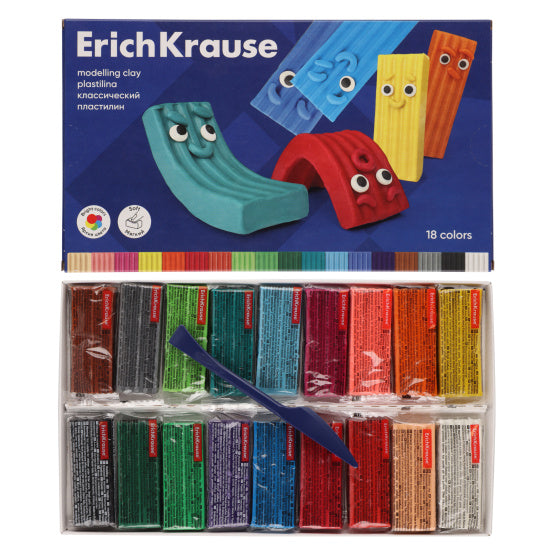 Erich Krause Color Friends Colored Clay with Molding Tool – 12 Pieces 180g