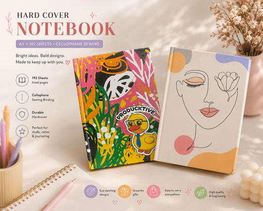 Hardcover Notebook, Cellophane Sewing, 192 sheets A5