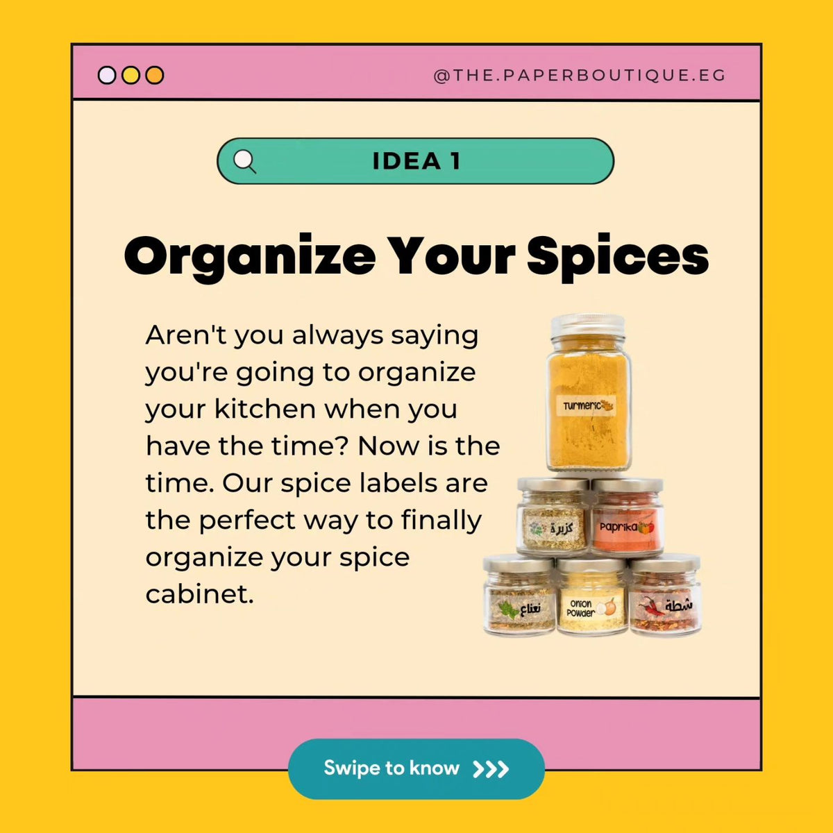 Spice Jars Rectangular Stickers - English - Pack of 2 (24 Spice Name)