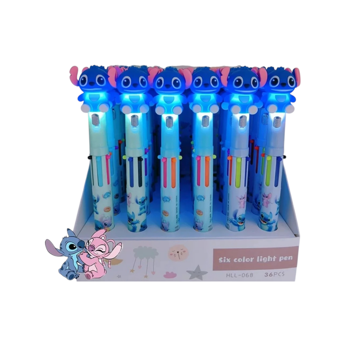 Stitch Pens 0.5mm 6-in-1 Retractable Ballpoint Pens 6 Colors