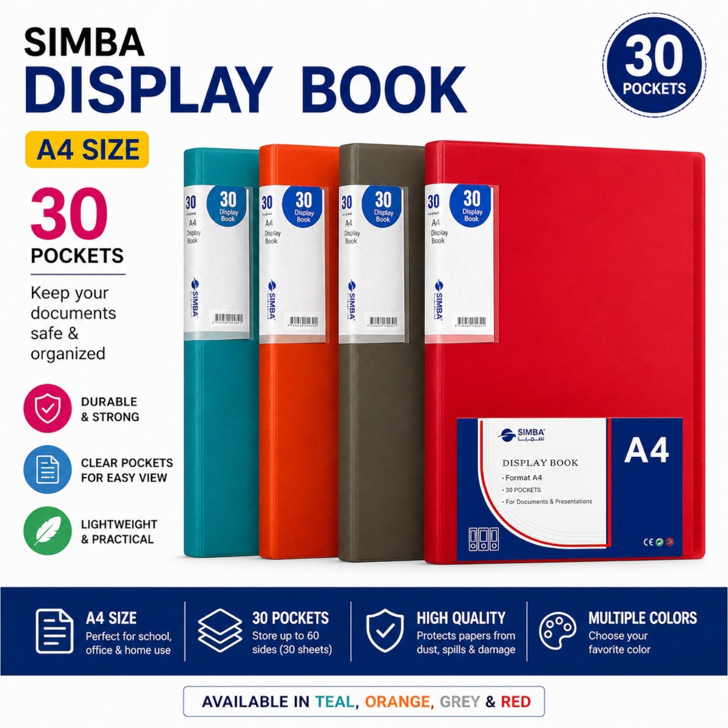 Simba Document Holder 30 Pockets Color A4 Model DB8513