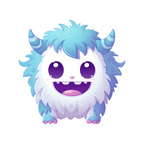 Elite Stationery House fuzzy monster sticker featuring a cute blue and white creature with horns and a happy smile.