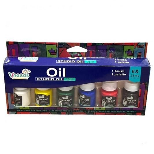 Oil colors With Brush 6 Colors 25ml Vneeds