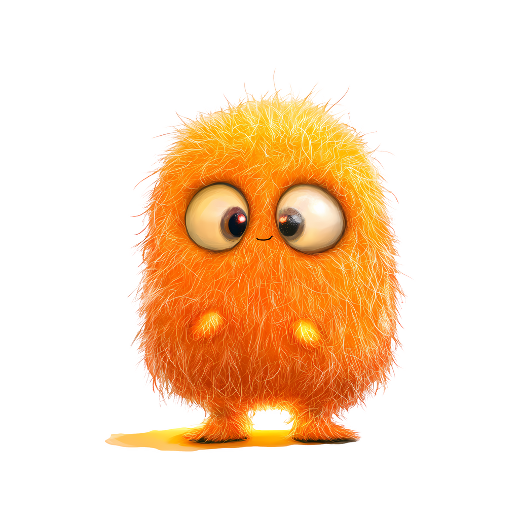 Elite Stationery House fuzzy orange monster sticker with large expressive eyes and soft texture for journals