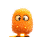 Elite Stationery House fuzzy orange monster sticker with large expressive eyes and soft texture for journals