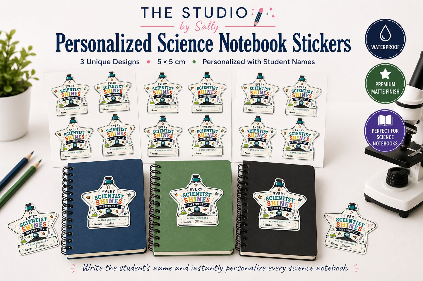 Official Junior Scientist Personalized Notebook Sticker