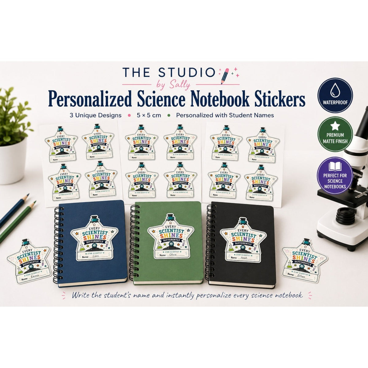 Official Junior Scientist Personalized Notebook Sticker