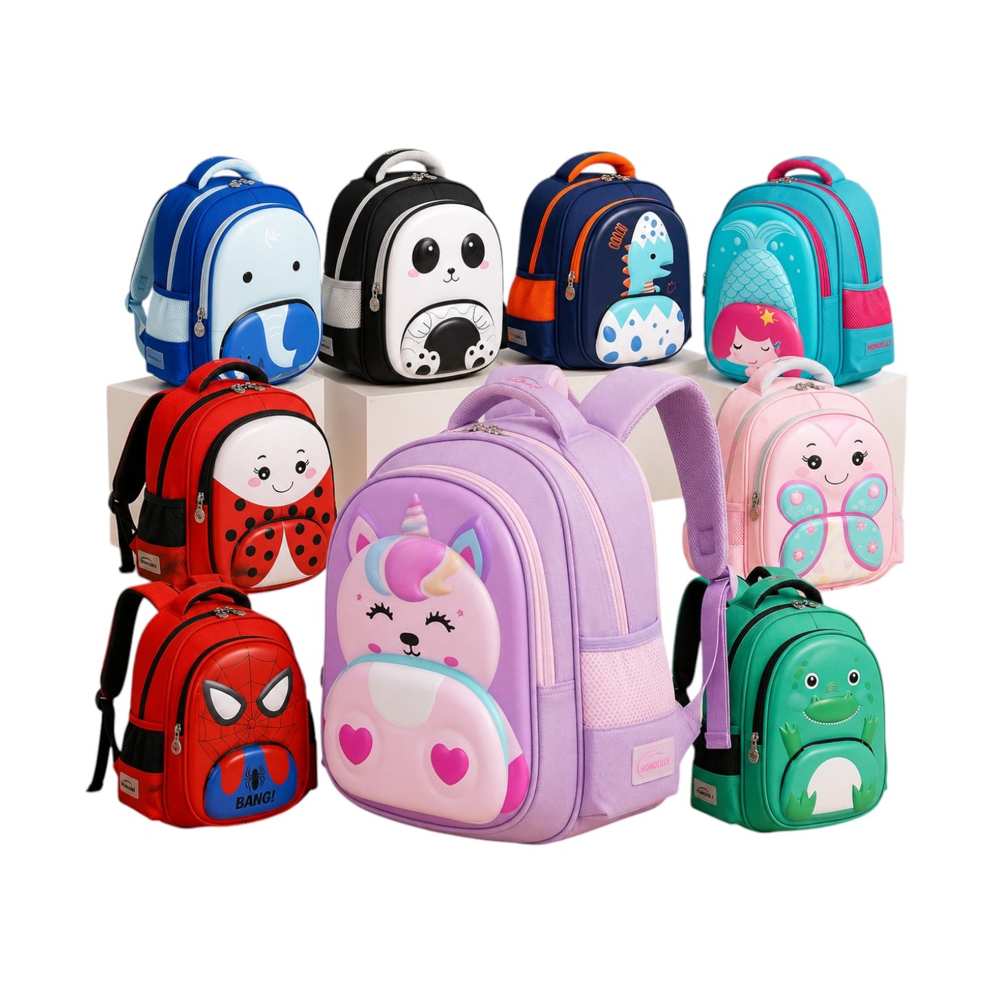 Momlly Backpack 12 Inch Kids School Bag Cute Cartoon Designs | Lightweight and Comfortable