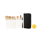 Elite Stationery House 17-piece artist paint brush set with nylon bristles, palette knife, sponge, and black case.