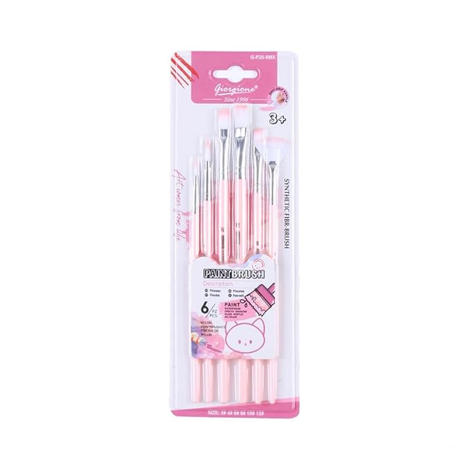 Paint Brush Set - Set of 6 Piece, Multi-Shape Brushes