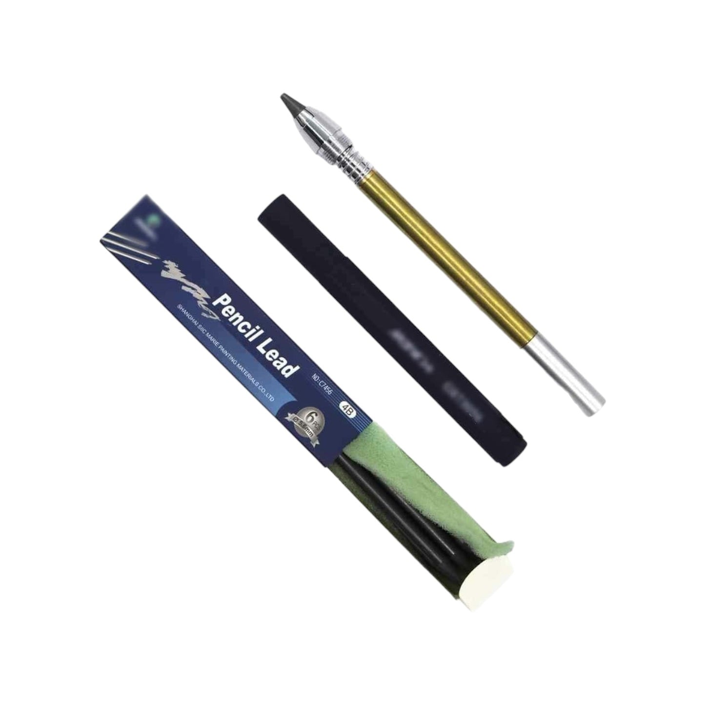 Set of 1PCS 4 IN 1 Mechanical Pencil with Clutch Mechanism for 2B, 4B, 6B, 8B Leads + 6 Lead Refills (4B/5.6mm)